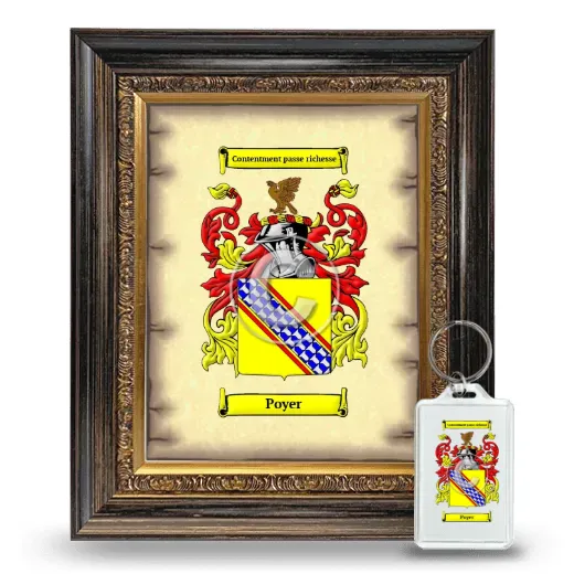 Poyer Framed Coat of Arms and Keychain - Heirloom