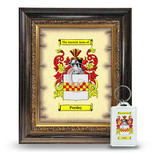 Purday Framed Coat of Arms and Keychain - Heirloom