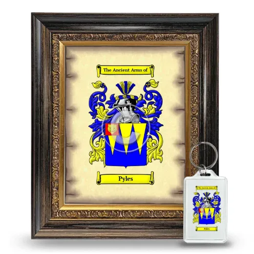 Pyles Framed Coat of Arms and Keychain - Heirloom