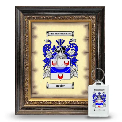 Resler Framed Coat of Arms and Keychain - Heirloom