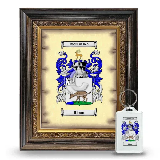 Ribon Framed Coat of Arms and Keychain - Heirloom