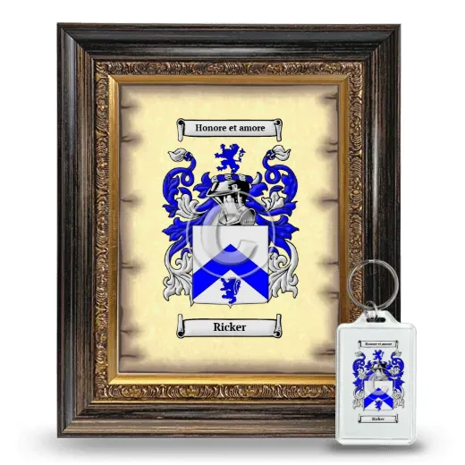 Ricker Framed Coat of Arms and Keychain - Heirloom
