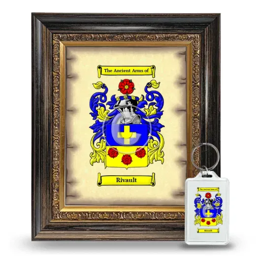 Rivault Framed Coat of Arms and Keychain - Heirloom