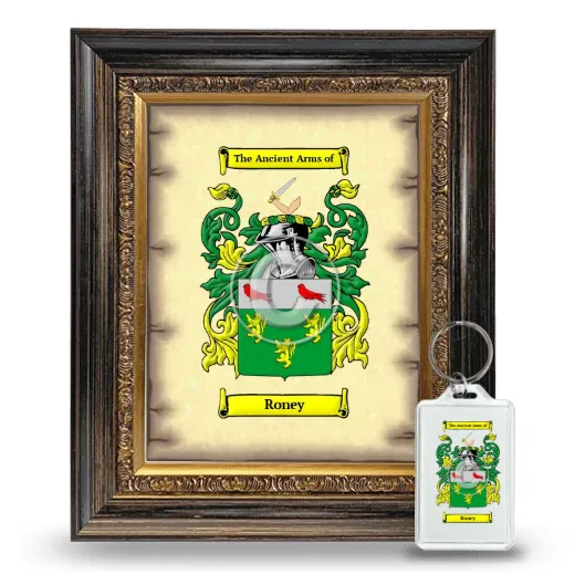 Roney Framed Coat of Arms and Keychain - Heirloom
