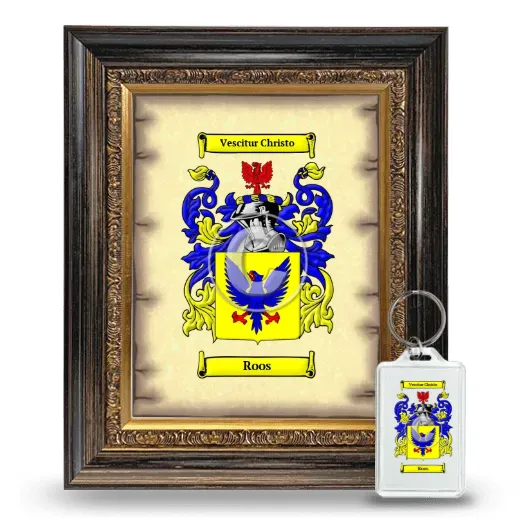 Roos Framed Coat of Arms and Keychain - Heirloom