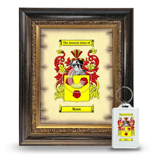 Roos Framed Coat of Arms and Keychain - Heirloom