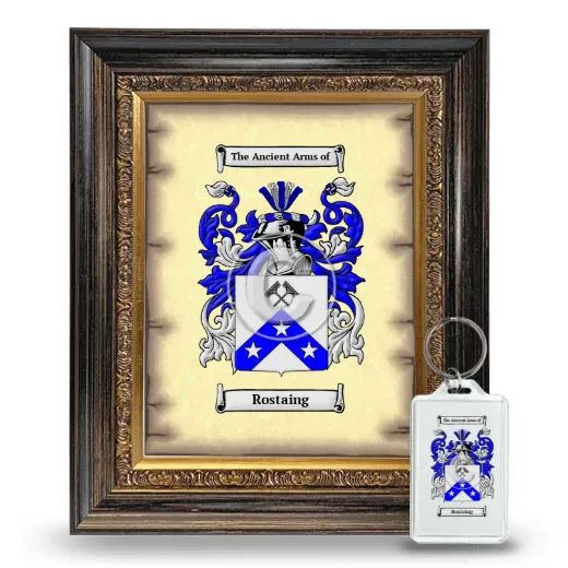 Rostaing Framed Coat of Arms and Keychain - Heirloom