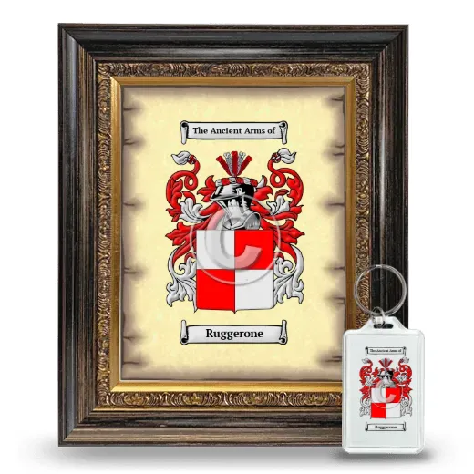 Ruggerone Framed Coat of Arms and Keychain - Heirloom
