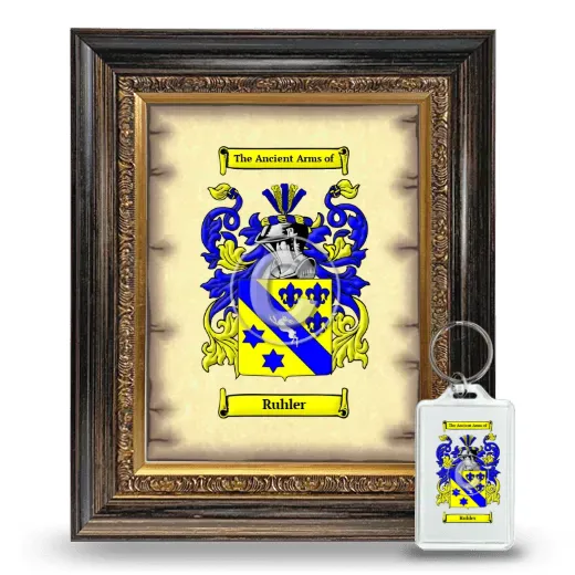 Ruhler Framed Coat of Arms and Keychain - Heirloom