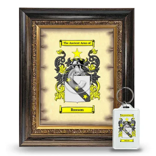 Russon Framed Coat of Arms and Keychain - Heirloom