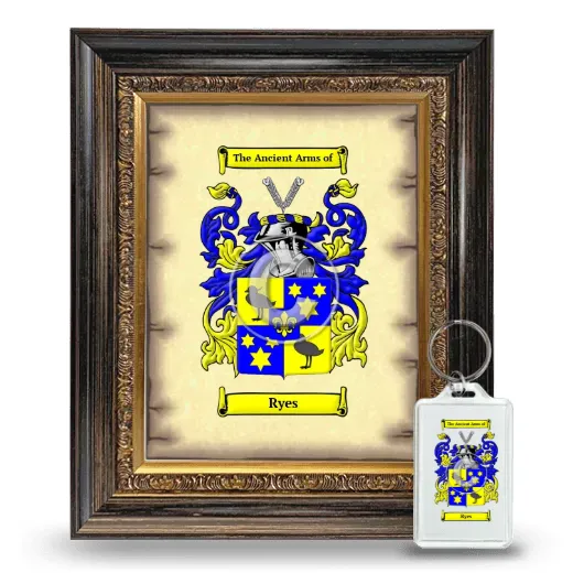 Ryes Framed Coat of Arms and Keychain - Heirloom
