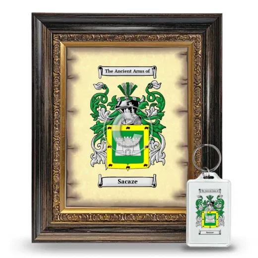 Sacaze Framed Coat of Arms and Keychain - Heirloom