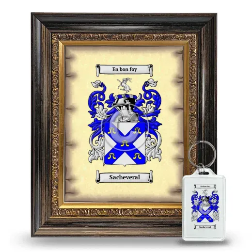 Sacheveral Framed Coat of Arms and Keychain - Heirloom