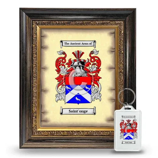 Saint'onge Framed Coat of Arms and Keychain - Heirloom