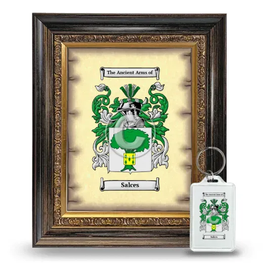 Salces Framed Coat of Arms and Keychain - Heirloom