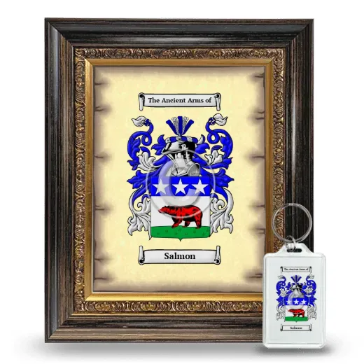 Salmon Framed Coat of Arms and Keychain - Heirloom