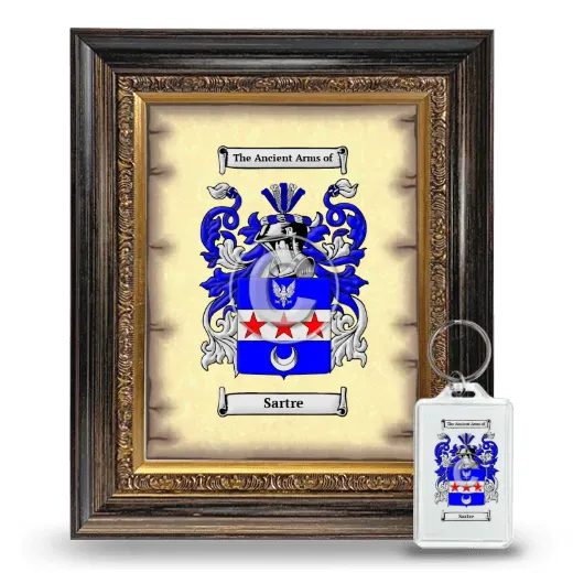 Sartre Framed Coat of Arms and Keychain - Heirloom