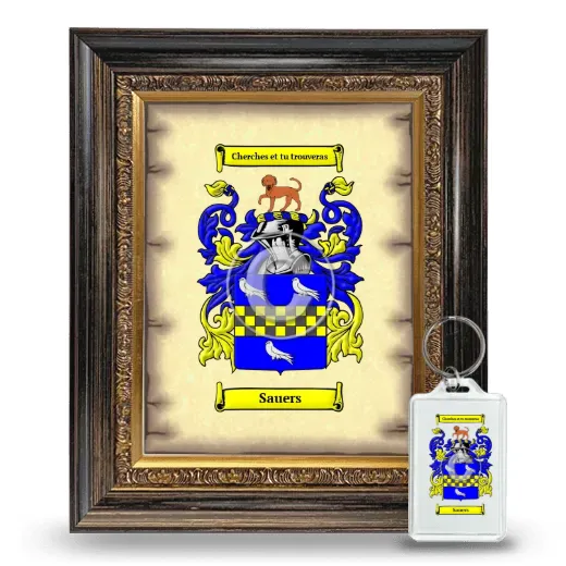 Sauers Framed Coat of Arms and Keychain - Heirloom