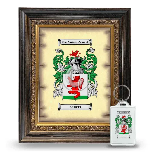 Sauers Framed Coat of Arms and Keychain - Heirloom