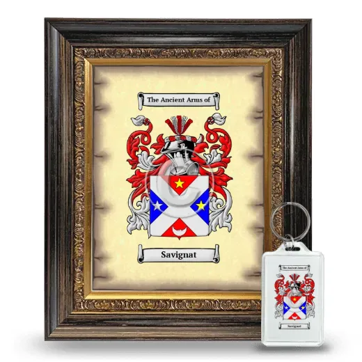 Savignat Framed Coat of Arms and Keychain - Heirloom