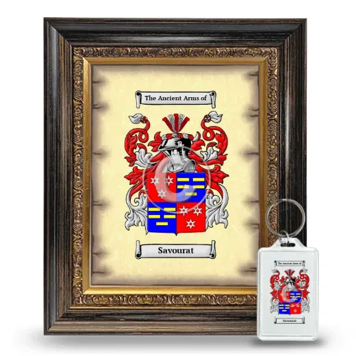 Savourat Framed Coat of Arms and Keychain - Heirloom