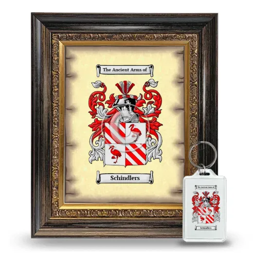 Schindlers Framed Coat of Arms and Keychain - Heirloom