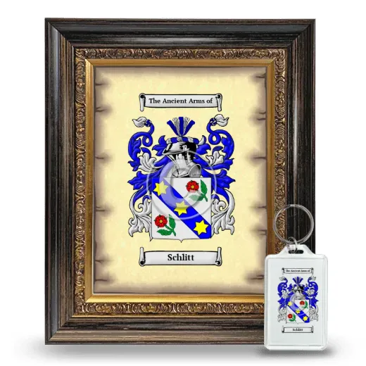 Schlitt Framed Coat of Arms and Keychain - Heirloom