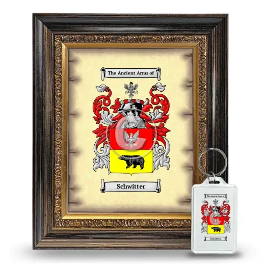 Schwitter Framed Coat of Arms and Keychain - Heirloom
