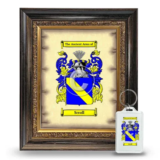 Scroll Framed Coat of Arms and Keychain - Heirloom