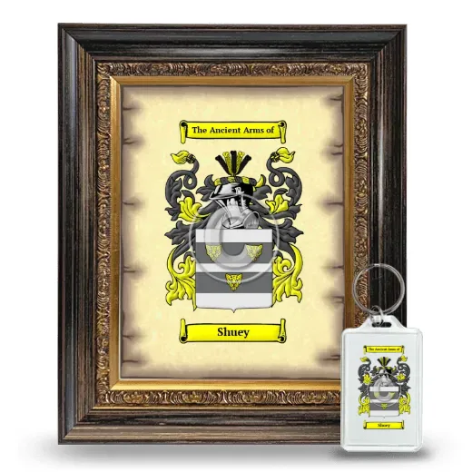 Shuey Framed Coat of Arms and Keychain - Heirloom