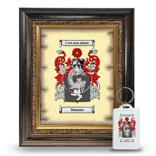 Simons Framed Coat of Arms and Keychain - Heirloom
