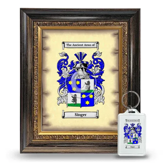 Singer Framed Coat of Arms and Keychain - Heirloom