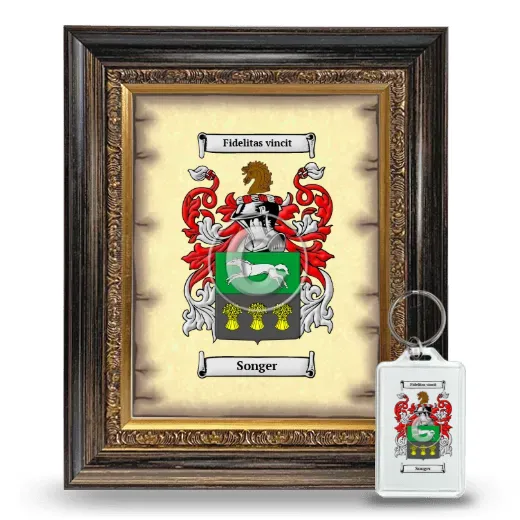 Songer Framed Coat of Arms and Keychain - Heirloom
