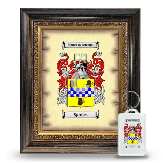 Sprules Framed Coat of Arms and Keychain - Heirloom