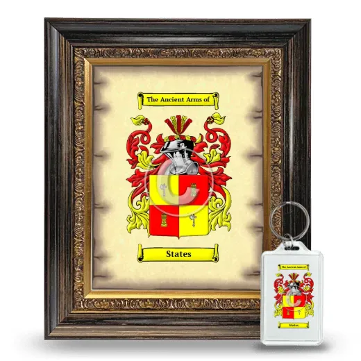 States Framed Coat of Arms and Keychain - Heirloom