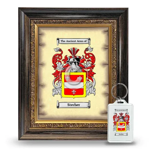 Stecher Framed Coat of Arms and Keychain - Heirloom
