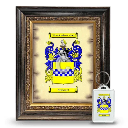Stewart Framed Coat of Arms and Keychain - Heirloom