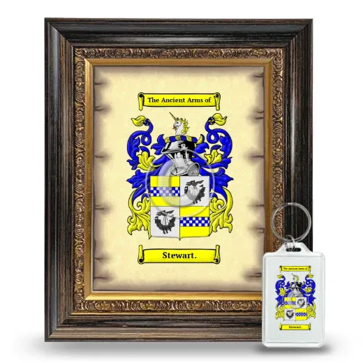 Stewart. Framed Coat of Arms and Keychain - Heirloom