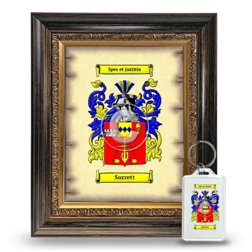 Surrett Framed Coat of Arms and Keychain - Heirloom