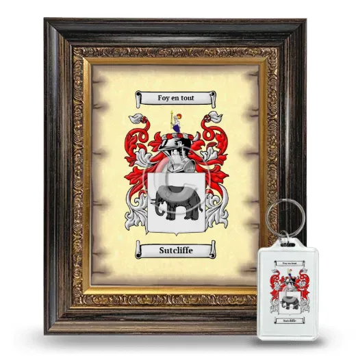 Sutcliffe Framed Coat of Arms and Keychain - Heirloom