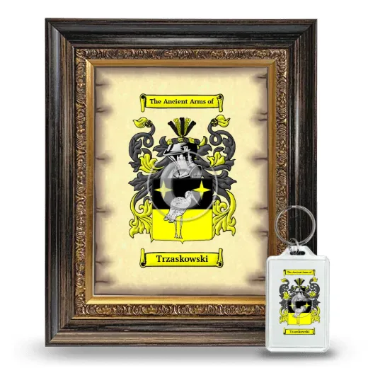 Trzaskowski Framed Coat of Arms and Keychain - Heirloom