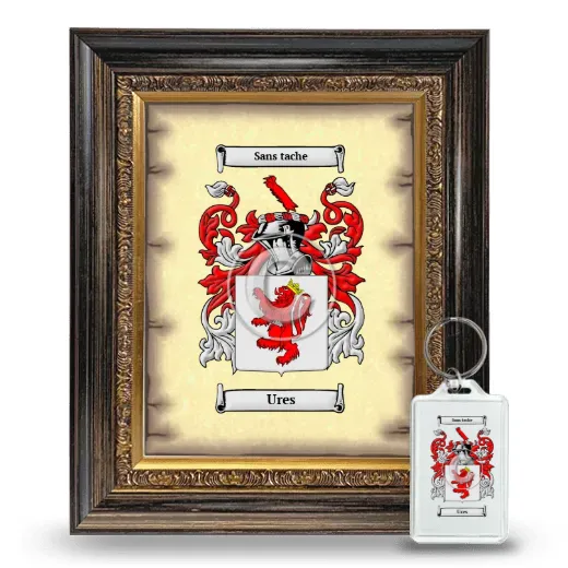 Ures Framed Coat of Arms and Keychain - Heirloom