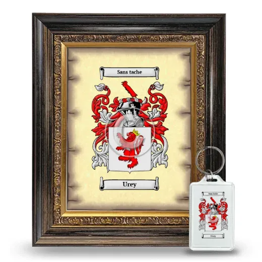 Urey Framed Coat of Arms and Keychain - Heirloom