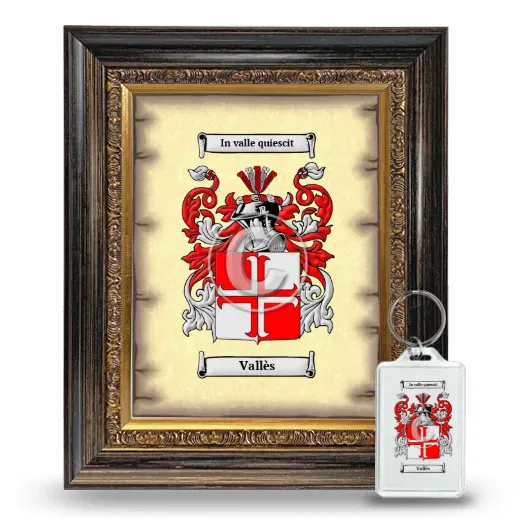 Vallès Framed Coat of Arms and Keychain - Heirloom