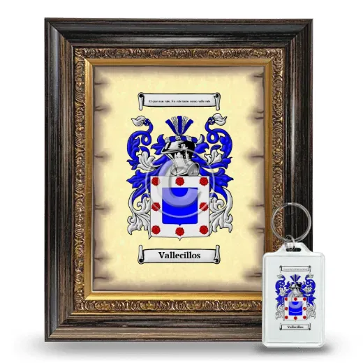 Vallecillos Framed Coat of Arms and Keychain - Heirloom