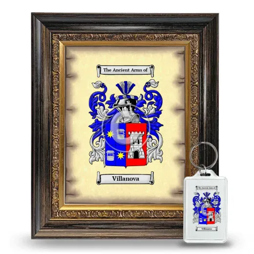 Villanova Framed Coat of Arms and Keychain - Heirloom