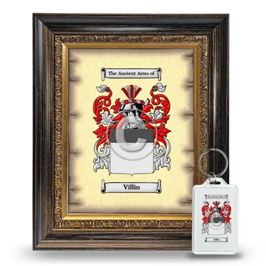 Villin Framed Coat of Arms and Keychain - Heirloom