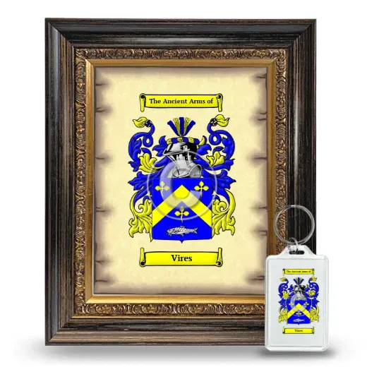 Vires Framed Coat of Arms and Keychain - Heirloom