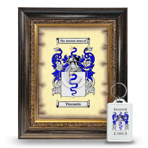 Viscontis Framed Coat of Arms and Keychain - Heirloom