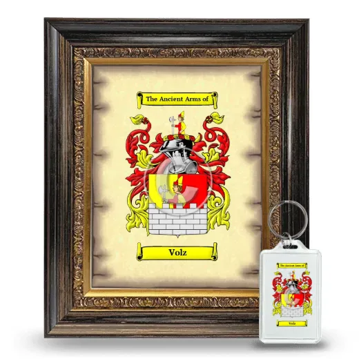 Volz Framed Coat of Arms and Keychain - Heirloom